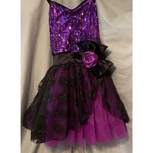 Wiessman Grape‎ Purple Sequined Dance Costume Girls Size LC With Barrette New